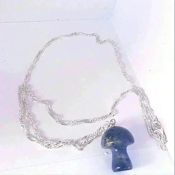 Stone Mushroom Silver Necklace - Picture 2 of 4